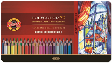 Koh-I-Noor Kredki Polycolor 72 Kolory Metalowe Pudełko