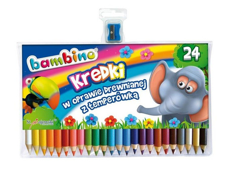 Kredki Bambino 24 Kolorów w Drewnie + Temp