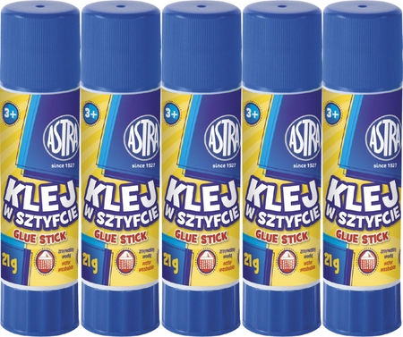 Astra 5 x Klej Szkolny w Sztyfcie 21g