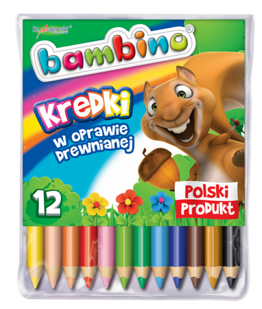 Bambino Grube Kredki Drewniane Jumbo 12 kol.