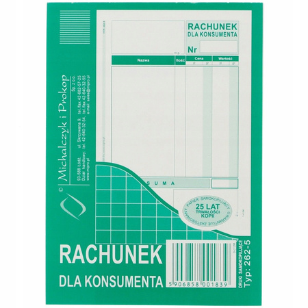 Druk Rachunek dla konsumenta A6 wielokopia MiP