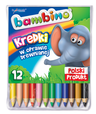 Bambino Grube Kredki Drewniane Jumbo 12 kol.
