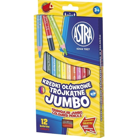 Kredki Ołówkowe Trójkątne Jumbo 12 Kolorów + Temp