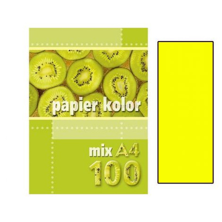 Papier kolorowy A4 80 g/m2 żółty fluo 100 arkuszy