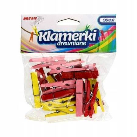 Klamerki drewniane kolorowe 3,5cm 20szt