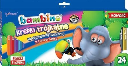 Kredki Bambino Trójkątne 24 Kol Drewno Temperówka